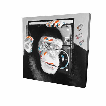 BEGIN HOME DECOR 32 x 32 in. Monkey Listening to Radio-Print on Canvas 2080-3232-AN253